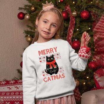 Personalised Christmas Cat Girls Sweater Black Cat Fair Isle Xmas Jumper Christmas Clothing Purple Print House