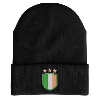 Embroidered Irish Shield Beanie Hat with Irish Tricolour Design for Supporters Beanie Hats Purple Print House