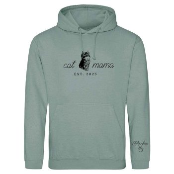 Personalised Cat Mama Sketch Hoodie With Custom Cat Name Inside Wrist Adult Hoodies Purple Print House