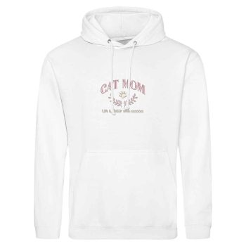 Personalised Embroidered Cat Owner Hoodie for Women Cat Mom Paw Print Design Adult Hoodies Purple Print House