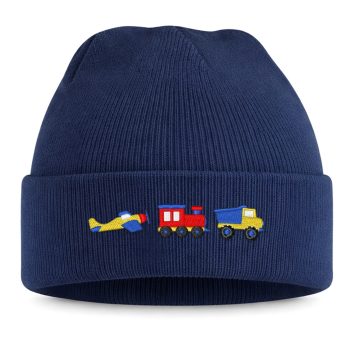 Embroidered Toddler Boys Beanie Hat With Plane Train And Digger Embroidered Toddler Boys Beanie Hat With Plane Train And Digger Kids Accessories Purple Print House