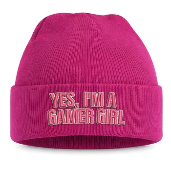 Embroidered Girls Gaming Beanie Hat Yes Im A Gamer Girl Embroidery Retro Fun Style Embroidered Girls Gaming Beanie Hat Yes Im A Gamer Girl Embroidery Retro Fun Style Gaming Gifts Purple Print House