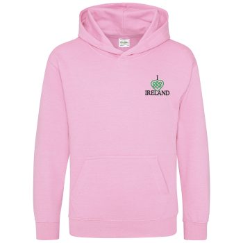 Embroidered I Love Ireland Kids Hoodie Celtic Knot Heart Hooded Top Country Pride Clothing Purple Print House
