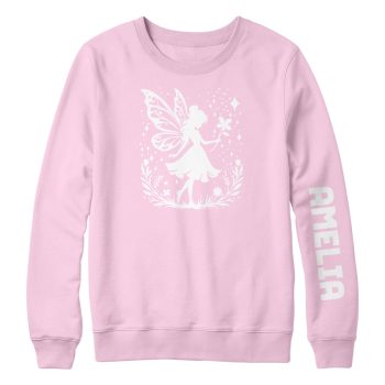 Personalised Fairy Sweatshirt With Enchanted Fairy Design And Custom Childs Name On Sleeve Birthday Gifts Purple Print House