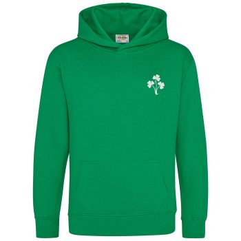 Embroidered Shamrocks Kids Hoodie Irish Three Leaf Clovers Hooded Top Irish Gifts Purple Print House