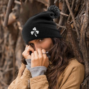 Embroidered Shamrocks Bobble Hat Irish Pride Unisex Hat for Men Women Bobble Hats Purple Print House