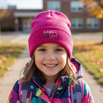 Gaming Beanie Hat For Girls Gamer Guy With Gaming Controller Design Gaming Accessories Purple Print House