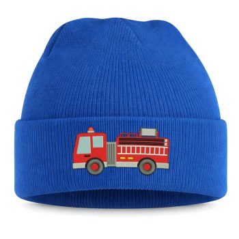 Embroidered Fire Engine Beanie Hat With Fire Truck Vehicle Design Embroidered Fire Engine Beanie Hat With Fire Truck Vehicle Design Children's Accessories Purple Print House