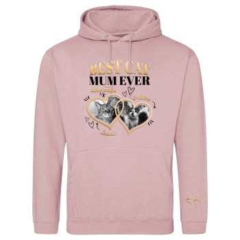 Personalised Cat Mum Hoodie With Cats Images And Names On Sleeve Adult Hoodies Purple Print House
