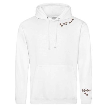 Personalised Embroidered Cat Mom Hoodie for Women Paw Prints Design with Pets Name Adult Hoodies Purple Print House
