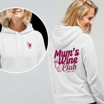 Mums Wine Club Hoodie Large Back Print Personalised Childs Year Of Birth Front Bottle With Initial Adult Hoodies Purple Print House