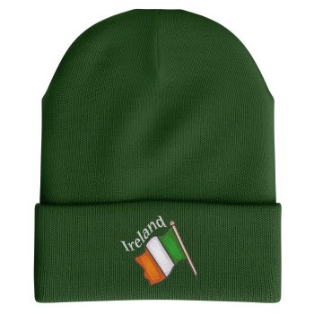 Ireland Embroidered Beanie Hat Irish Tricolour Unisex Winter Accessory Beanie Hats Purple Print House