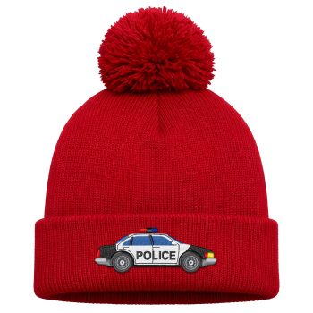 Embroidered Police Car Kids Bobble Hat With Police Car Emergancy Vehicle Design Embroidered Police Car Kids Bobble Hat With Police Car Emergancy Vehicle Design Emergency Vehicle Gifts Purple Print House