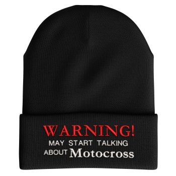 Funny Dirt Bike Beanie Warning May Start Talking About Motocross Design Beanie Hats Purple Print House