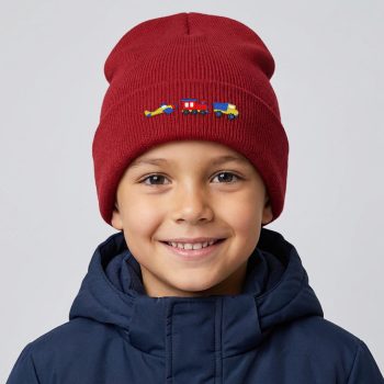 Embroidered Toddler Boys Beanie Hat With Plane Train And Digger Kids Accessories Purple Print House
