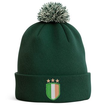 Embroidered Irish Shield Bobble Hat with Irish Tricolour Design for Supporters Bobble Hats Purple Print House