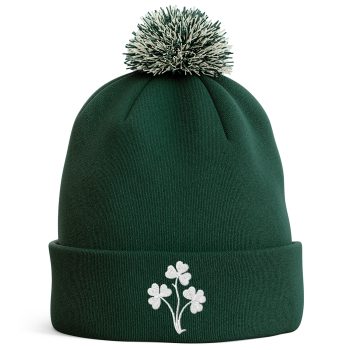 Embroidered Shamrocks Bobble Hat Irish Pride Unisex Hat for Men Women Bobble Hats Purple Print House