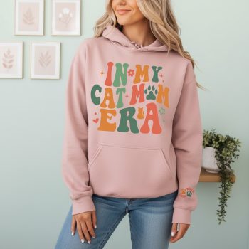 Hoodie For Cat Mums In My Cat Mum Era Slogan With Cats Name Sleeve Adult Hoodies Purple Print House