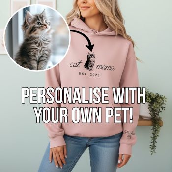 Personalised Cat Mama Sketch Hoodie With Custom Cat Name Inside Wrist Adult Hoodies Purple Print House