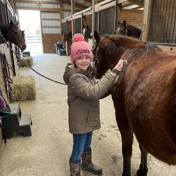 Personalised Kids Horse Bobble Hat Embroidered Horses Head with Childs Name For Girls Kids Accessories Purple Print House