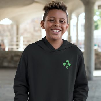 Embroidered Shamrocks Kids Hoodie Irish Three Leaf Clovers Hooded Top Irish Gifts Purple Print House