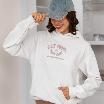 Personalised Embroidered Cat Owner Hoodie for Women Cat Mom Paw Print Design Adult Hoodies Purple Print House