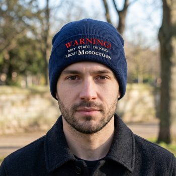 Funny Dirt Bike Beanie Warning May Start Talking About Motocross Design Beanie Hats Purple Print House