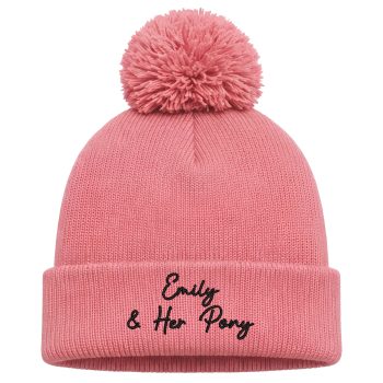 Personalised Horse Riding Bobble Hat Custom Name Pony Kids Accessories Purple Print House