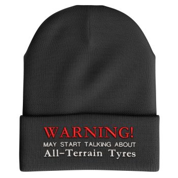 Funny Beanie Hat For Men Warning May Start Talking About All-Terrain Tyres Embroidery Automotive Gifts Purple Print House