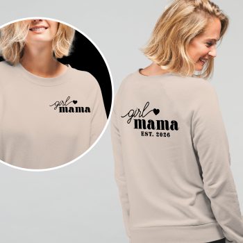 Personalised Mama Sweatshirt Girl Mama Est Date Puff Vinyl Adult Sweatshirts Purple Print House