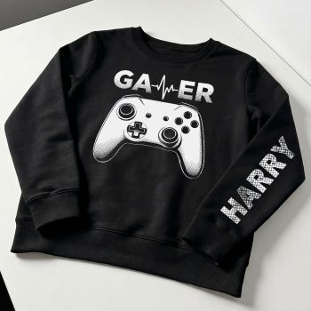 Personalised Gamer Sweatshirt Gaming Controller with added childs name Gaming Gifts Purple Print House
