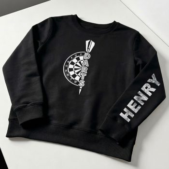 Personalised Darts Sweatshirt Dart Board with childs name Kids' Sweatshirts Purple Print House