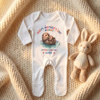 Mothers Day Otter Romper Suit Custom Toddler Name Baby Romper Suits Purple Print House