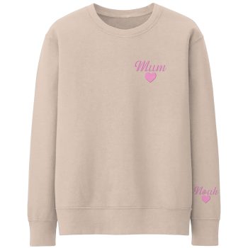 Personalised Mum Sweatshirt Puff Vinyl Mum Love Heart Sleeve Names Personalised Mum Sweatshirt Puff Vinyl Mum Love Heart Sleeve Names Adult Sweatshirts Purple Print House