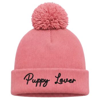 Girls Embroidered Bobble Hat Puppy Lover Design Girls Embroidered Bobble Hat Puppy Lover Design Kids Accessories Purple Print House