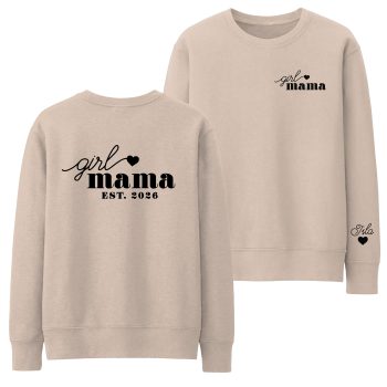 Personalised Mama Sweatshirt Girl Mama Est Date Puff Vinyl Personalised Mama Sweatshirt Girl Mama Est Date Puff Vinyl Adult Sweatshirts Purple Print House