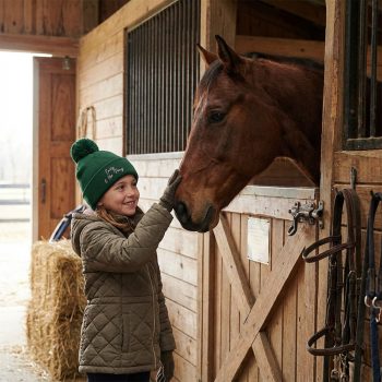 Personalised Horse Riding Bobble Hat Custom Name Pony Kids Accessories Purple Print House