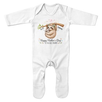 Mothers Day Sloth Romper Suit Custom Babies Name Mothers Day Sloth Romper Suit Custom Babies Name Baby Romper Suits Purple Print House
