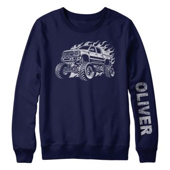 Personalised Monster Truck Sweatshirt Off Road Vehicle Name On Sleeve Personalised Monster Truck Sweatshirt Off Road Vehicle Name On Sleeve Boys' Clothing Purple Print House