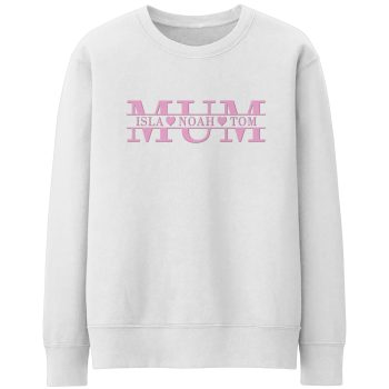 Mum Personalised Sweatshirt With Puff Vinyl Mum Hearts And Childrens Names Mum Personalised Sweatshirt With Puff Vinyl Mum Hearts And Childrens Names Adult Sweatshirts Purple Print House