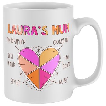 Personalised Mums Mug Heart Shaped Pie Chart Design TMothers Day Tea Coffee Cup Mother's Day Gifts Purple Print House