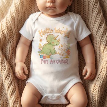 Personalised New Born Babygrow Multipack Set New Arrival Hello World Born To Roar Dinosaur Design Baby Clothing Purple Print House