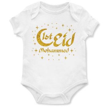 Custom 1St Eid Babygrow Gold Glitter Name Design Custom 1St Eid Babygrow Gold Glitter Name Design Baby & Toddler Clothing Purple Print House