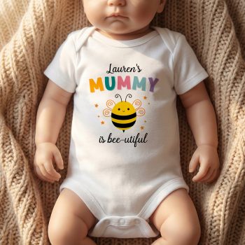 Personalised Mothers Day Babygrow Bee Design Baby Clothing Purple Print House