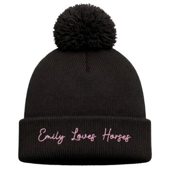 Custom Girls Bobble Hat Loves Horses Name Kids Bobble Hat Purple Print House