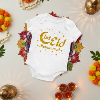 Custom 1St Eid Babygrow Gold Glitter Name Design Baby & Toddler Clothing Purple Print House
