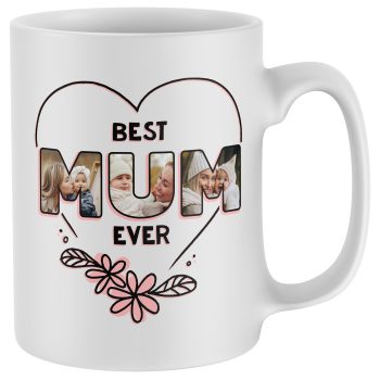 Personalised Mothers Day Mug Best Mum Ever Love Heart Design With Photos Mother's Day Gifts Purple Print House