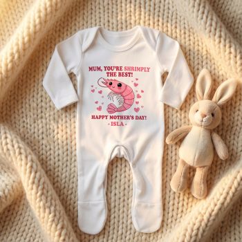 Funny Mothers Day Romper Suit Shrimp Design Baby Clothing Purple Print House