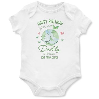 Personalised Babygrow Best Daddy Earth Birthday Design Baby Clothing Purple Print House