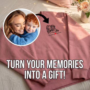 Personalised Mothers Day Sweatshirt With Embroidered Mummy And Baby Photo and Name Adult Sweatshirts Purple Print House